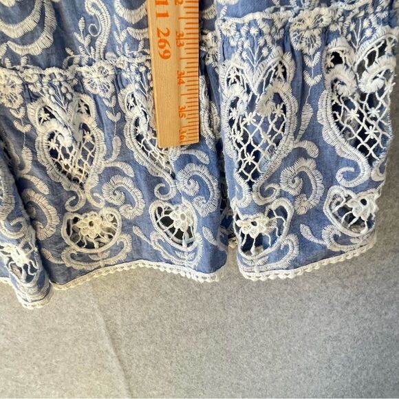 Payal Jain Mira Cotton Embroidered Off Shoulder Milkmaid Midi Dress 10 #AQ - Picture 11 of 13